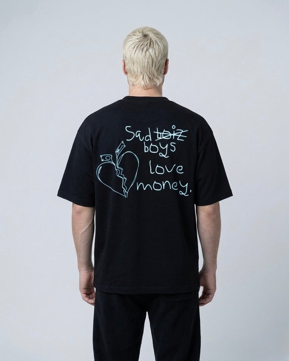 SAD BOYS 310G TEE — BLACK / BLUE