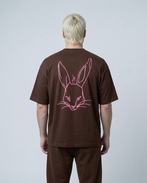 BUNNY 250G TEE — CHOCOLATE / PINK