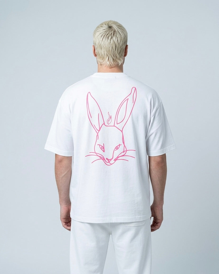 BUNNY 310G TEE — WHITE / PINK