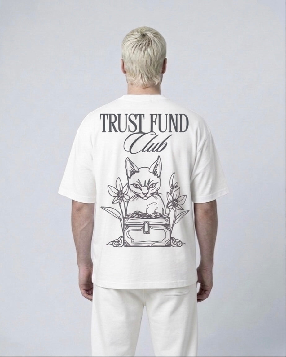 TRUST FUND 250G TEE — IVORY / GREY