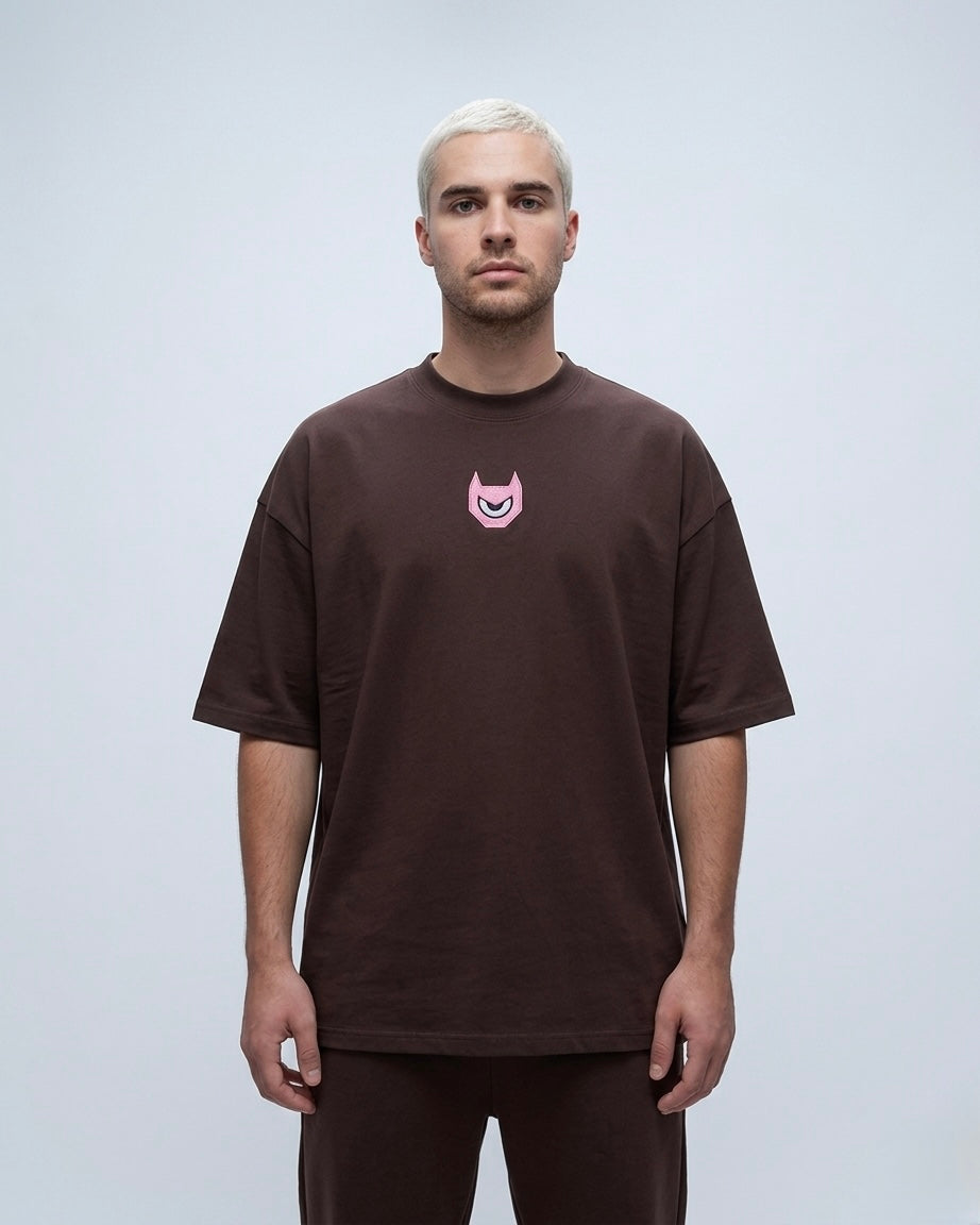 BUNNY 250G TEE — CHOCOLATE / PINK