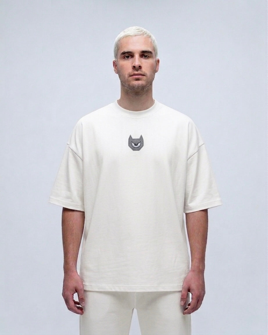 TRUST FUND 250G TEE — IVORY / GREY