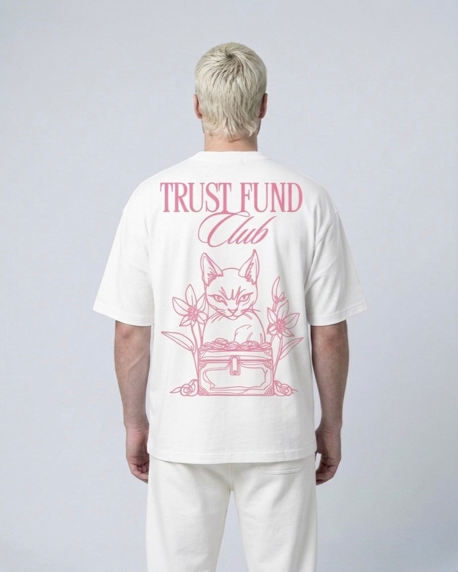 TRUST FUND 250G TEE — IVORY / PINK
