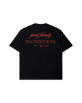GOOD FAMILY 310G TEE — BLACK / CORAL